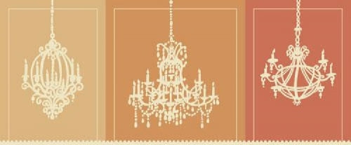 Salmon, Coral, & Peach Chandelier Border - all4wallswall-paper