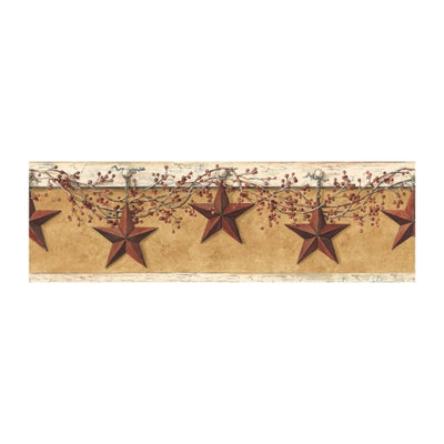 Folk Art Stars & Berries on Sure Strip Wallpaper Border - all4wallswall-paper