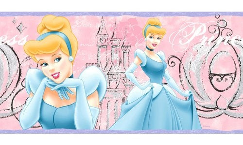 Disney Pink Cinderella, Castle and Carriage Wallpaper Border DF059163B ...