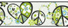 Retro Love and Peace Signs in Lime Green and Blue Wallpaper Border - all4wallswall-paper