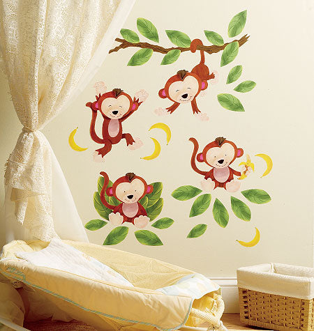Baby Monkey Peel and Stick Appliques - all4wallswall-paper