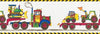Primary Colored Construction Vehicles on Sure Strip Wallpaper Border - all4wallswall-paper