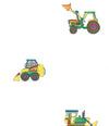 Primary Colored Construction Vehicles on Sure Strip White Wallpaper - all4wallswall-paper