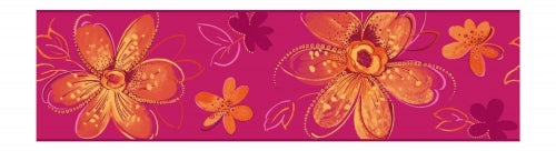 Candice Olson Hot Pink and Orange Floral Wallpaper Border - all4wallswall-paper