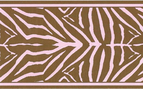 Pink & Brown Zebra Skin Peel N Stick Border - all4wallswall-paper
