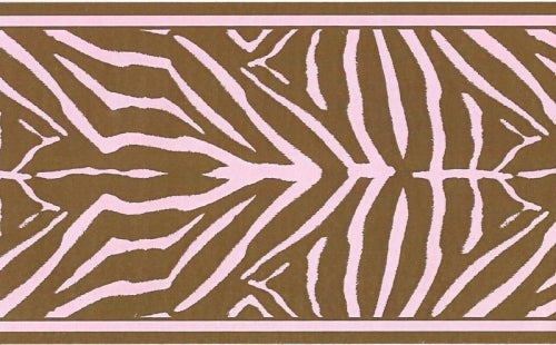Pink & Brown Zebra Skin Peel N Stick Border - all4wallswall-paper