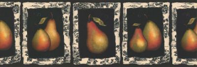 Pears on Black with French Flair Wallpaper Border - all4wallswall-paper