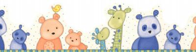 Mother and Baby Stuffed Animals Wallpaper Border - all4wallswall-paper