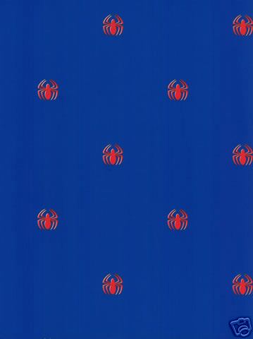 Spiderman Red Spiders on Royal Blue on Sure Strip Wallpaper - all4wallswall-paper