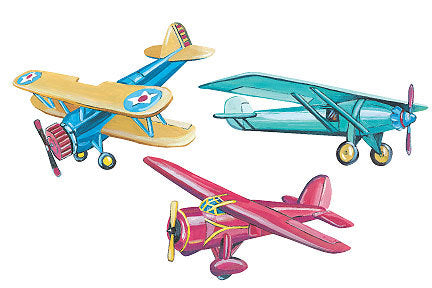 Vintage Airplanes - Planes Wallies Wallpaper Cutouts - all4wallswall-paper