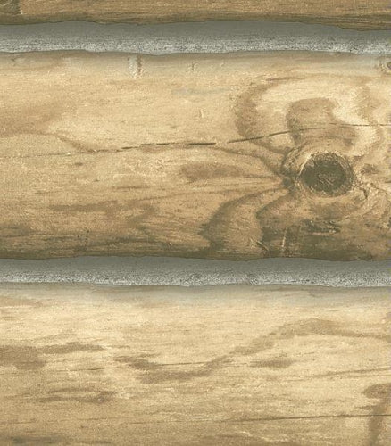 3-D Light Blonde Log Cabin 27” Wide on Sure Strip Wallpaper - all4wallswall-paper