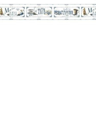 Blue Framed Coffee Types Prepasted Wallpaper Border