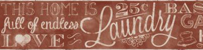 Country Keepsakes Red and Beige Laundry Chalkboard on Sure Strip Wallpaper Border - all4wallswall-paper