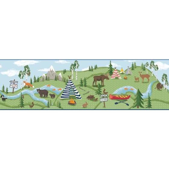 Adventure Woods Summertime Baseboard on Sure Strip Wallpaper Border - all4wallswall-paper