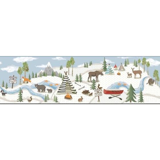 Adventure Woods Wintertime Baseboard on Sure Strip Wallpaper Border - all4wallswall-paper