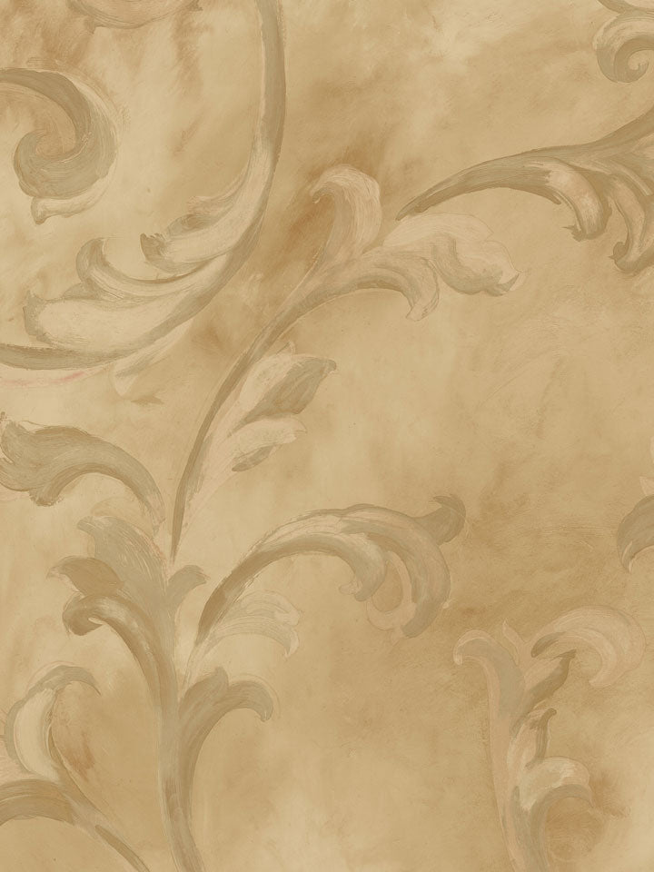 Fresco Scroll Golden Sheen Wallpaper - all4wallswall-paper