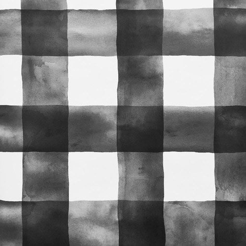 Magnolia Home Joanna Gaines Large Watercolor Black & White Check on Sure Strip Wallpaper - all4wallswall-paper