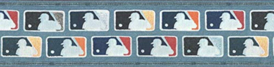 MLB Baseball Patches on Denim Prepasted Sports Wallpaper Border
