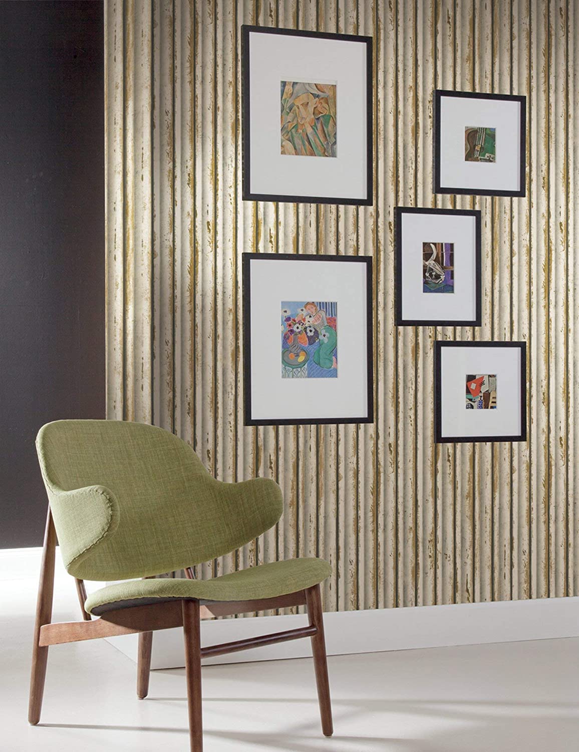 Contemporary Weathered Metal in Taupe and Gold on Paste the Wall Wallpaper