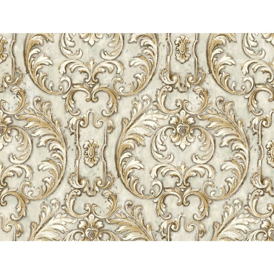 Baton Rouge Taupe Antique Neo Classical Scroll Formal Unpasted Wallpaper - all4wallswall-paper