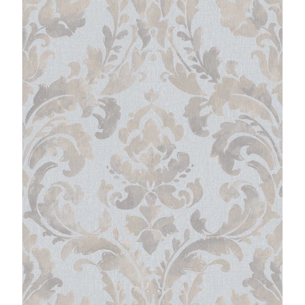 Baton Rouge Iridescent Blue Damask Unpasted Wallpaper - all4wallswall-paper