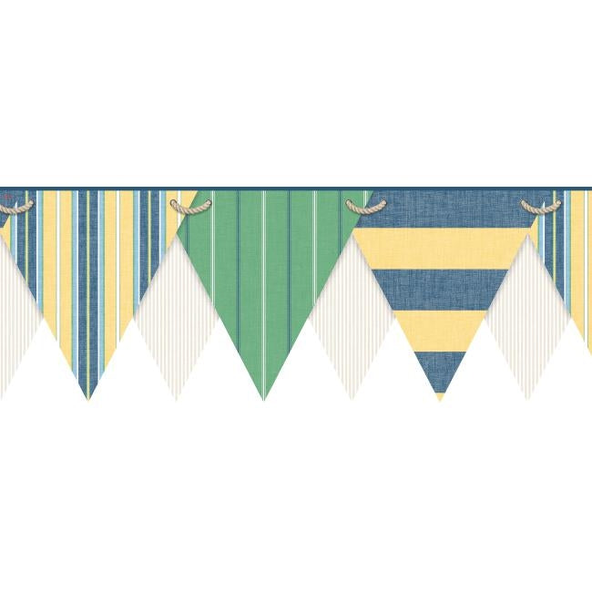 Nautical - Boating Pennant Flags Laser Cut Sure Strip Wallpaper Border - all4wallswall-paper