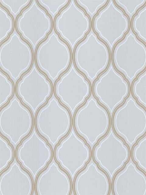 Ice Blue Trellis with Beige and White Unpasted Wallpaper - all4wallswall-paper