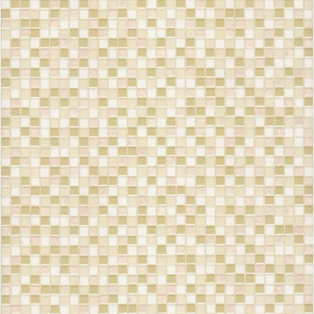 Taupe, Pink, Gold, & Cream Mosaic Raised 1-2" Tile Wallpaper - all4wallswall-paper