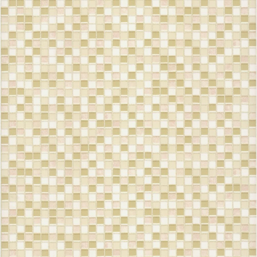 Taupe, Pink, Gold, & Cream Mosaic Raised 1-2" Tile Wallpaper - all4wallswall-paper