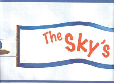 Sky's The Limit Vintage Airplane Mural on Sure Strip Wallpaper Border - all4wallswall-paper