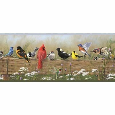 Clarence Green Song Bird Menagerie Portrait Easy Walls Wallpaper Border - all4wallswall-paper