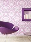 Lavender & White Dramatic Damask with Leopard Print Wallpaper - all4wallswall-paper