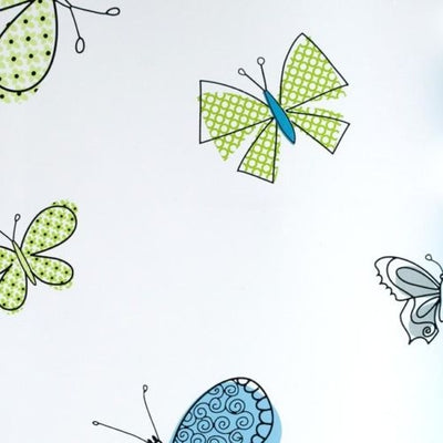 Girls Lime Green and Blue Butterfly - Butterflies Wallpaper - all4wallswall-paper