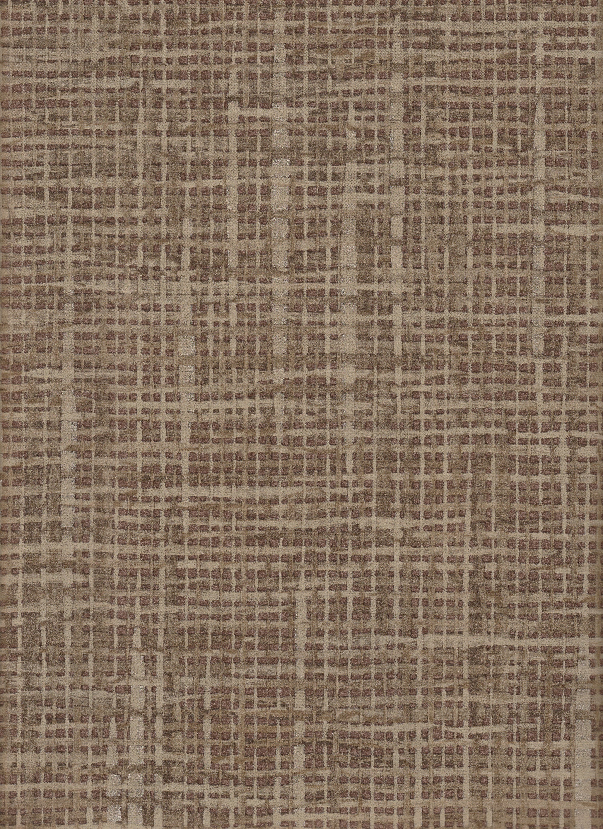 Beige Faux Rafia Crosshatch on Brown Unpasted Wallpaper