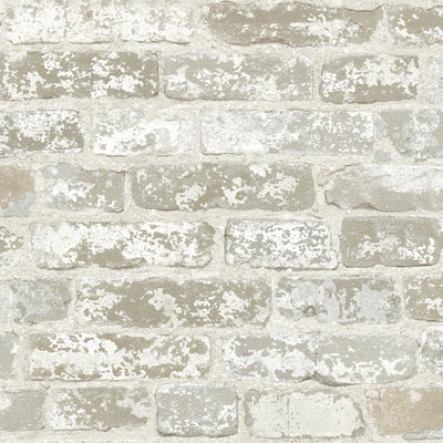 Grey and White Brick with Age on Sure Strip Wallpaper - all4wallswall-paper