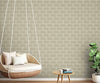 Subway Tile in Pale Taupe Pearl with Cream Grout on Sure Strip Wallpaper - all4wallswall-paper