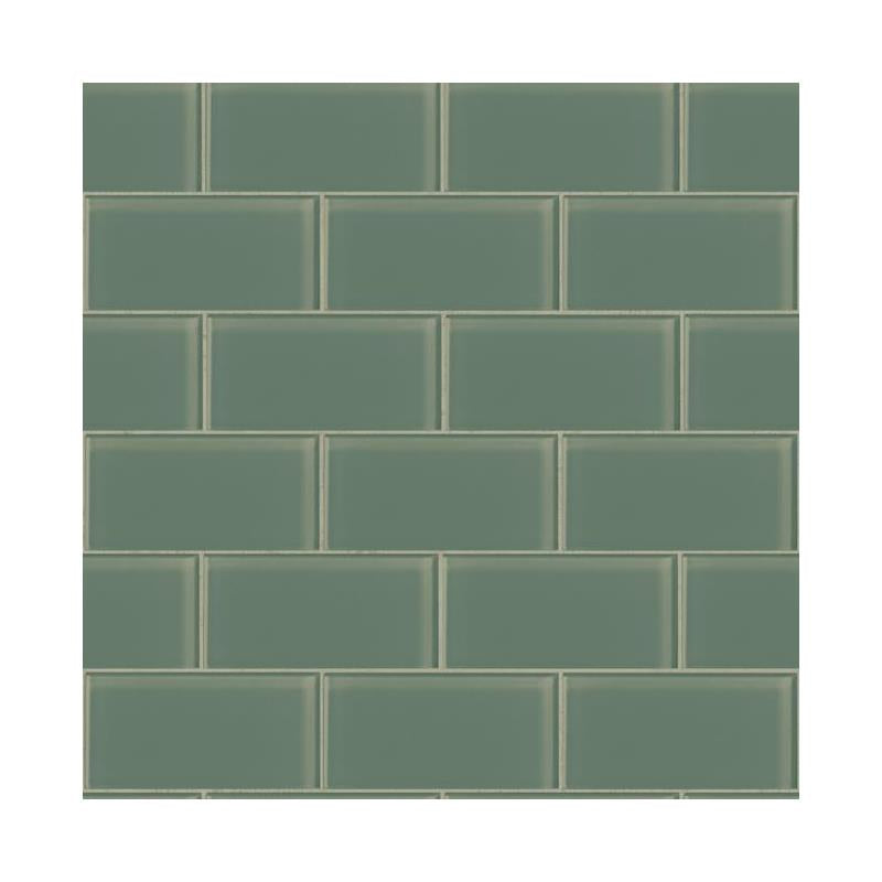Subway Tile in Teal Pearl with Grey Grout on Sure Strip Wallpaper