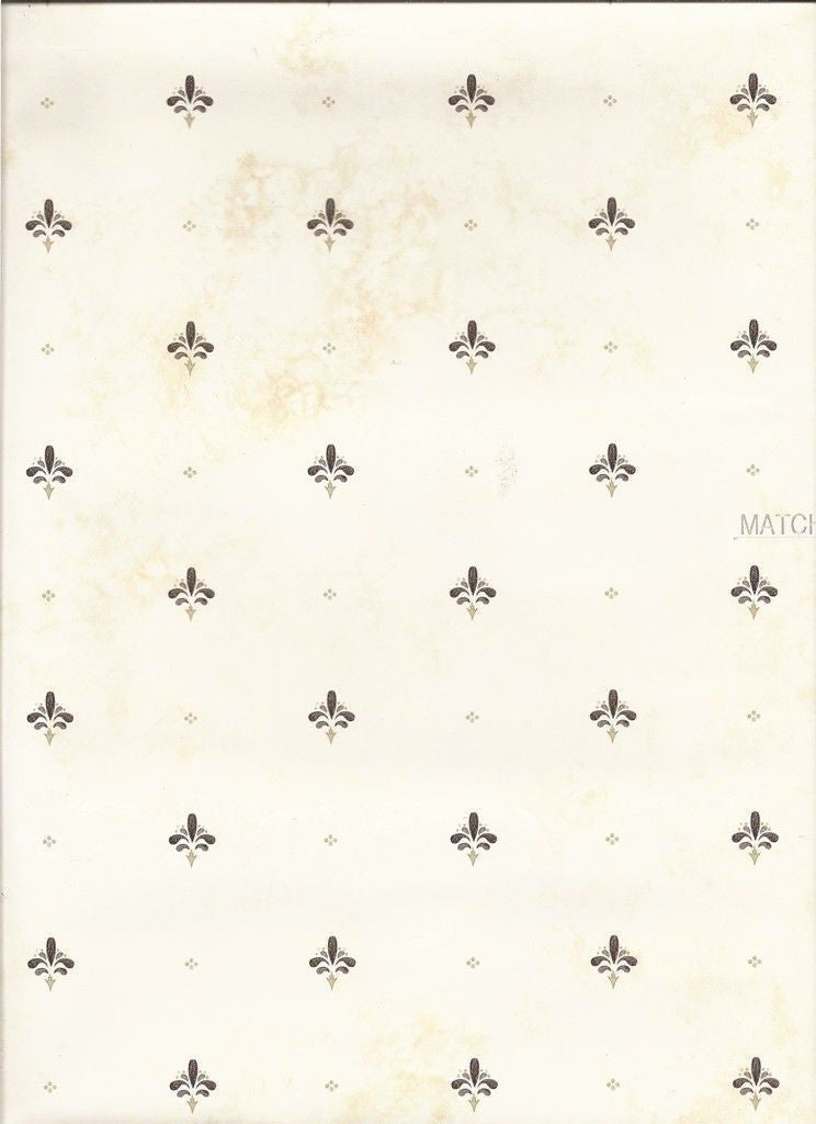 Small Dotted Fleur Di Lis on Beige Faux Easy Walls Wallpaper - all4wallswall-paper