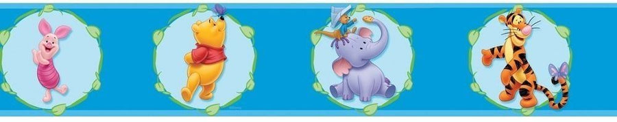 Winnie the Pooh & Friends in Cameo Leaf Frames Peel & Stick Border - all4wallswall-paper