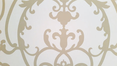 Large Formal Scroll Tan on Soft White Background Wallpaper - all4wallswall-paper
