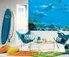 Dolphins Under the Sea, Above the Coral 10.5' x 6' Wall Mural Sure Strip - all4wallswall-paper