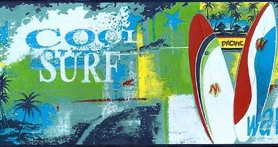 Cool Surf Surfboards Wallpaper Border - all4wallswall-paper