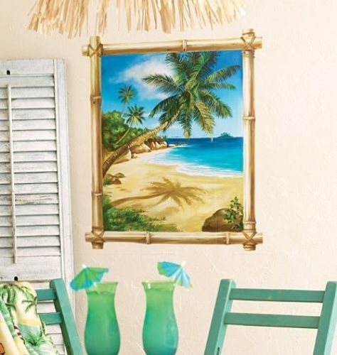 Wallies Tropical Beach Palm Tree Window Mini Mural - all4wallswall-paper