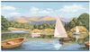 Sail Boats on the Water in Front of Mountains Wallpaper Border