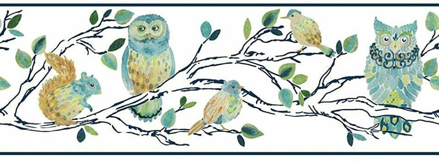 Forest Friends Hand Painted Black Tree on Sure Strip Wallpaper Border SB7664BD - all4wallswall-paper