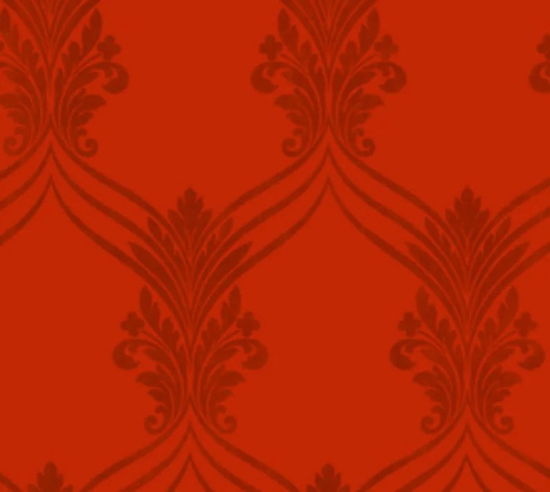 Red on Red Chandelier Swag Damask Wallpaper
