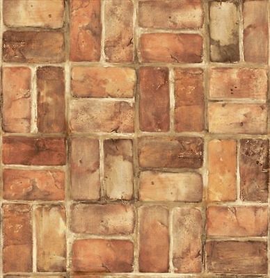 Terra Cotta Brick In Check Pattern Wallpaper - all4wallswall-paper