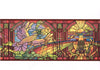 Colorful Stained-Glass Window Deep Red Trim Religious Wallpaper Border