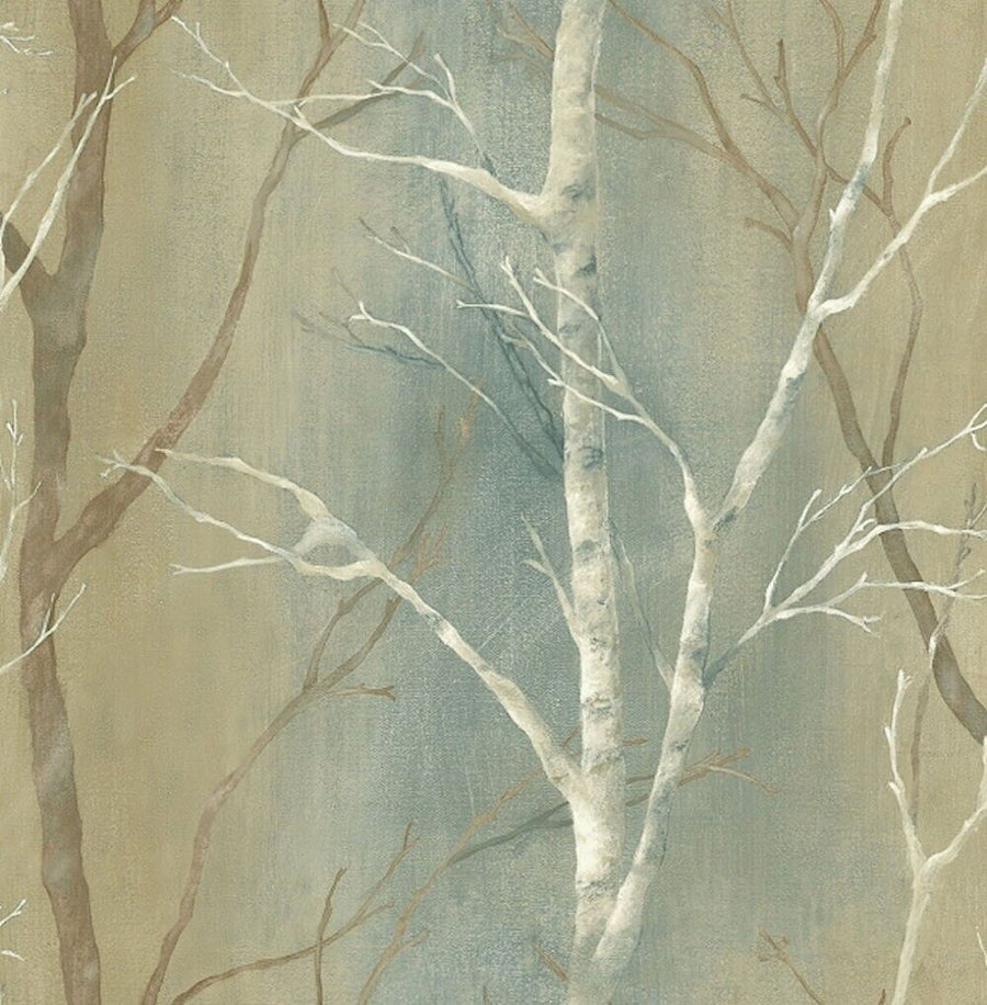 White Poplar Tree Silhouettes With Teal Shadow Background Wallpaper