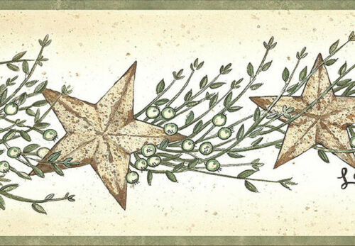 Small Folk Art Stars with Berries on Easy Walls Wallpaper Border - all4wallswall-paper